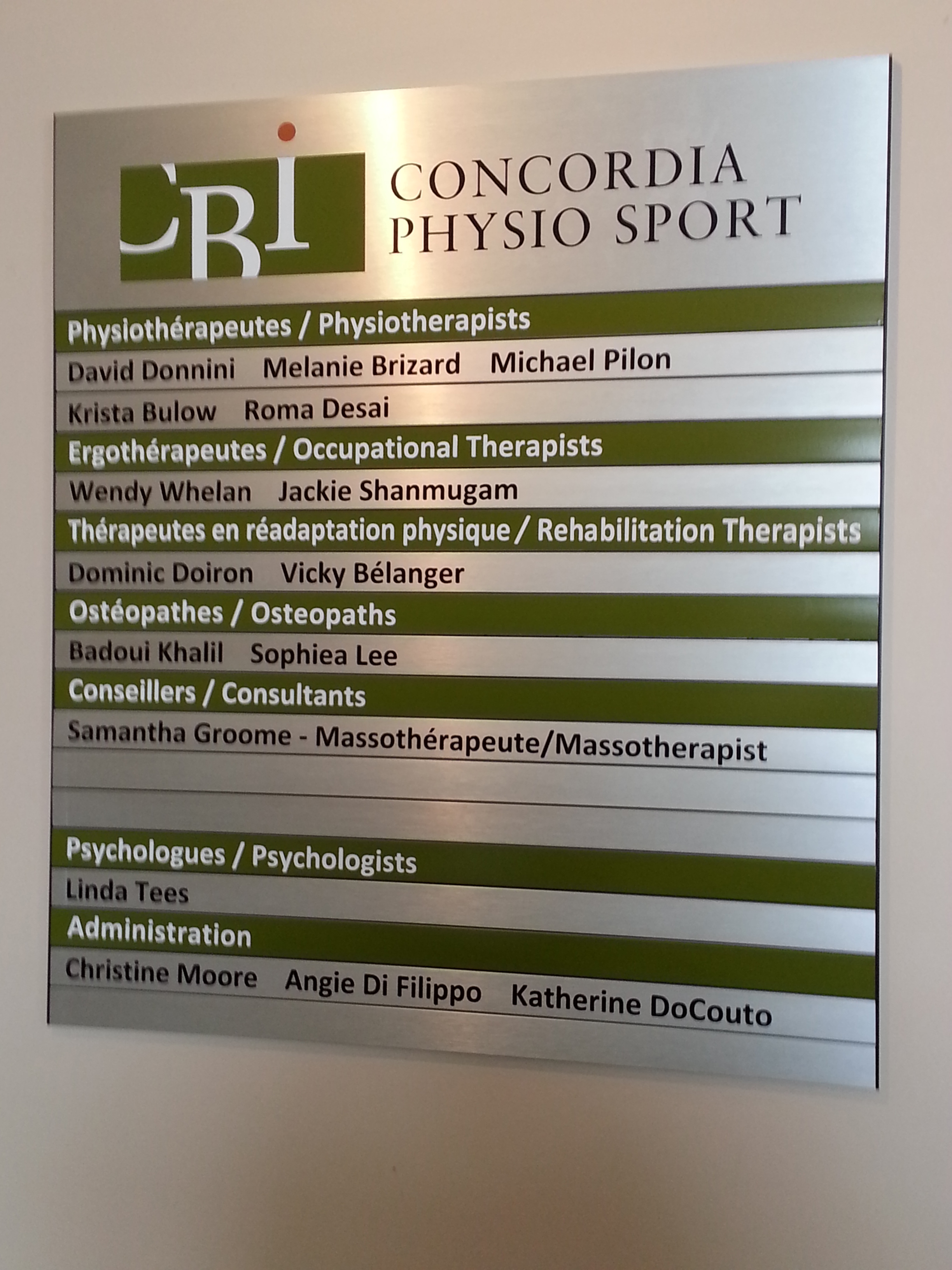 Office Signs - Concordia Physio Sport